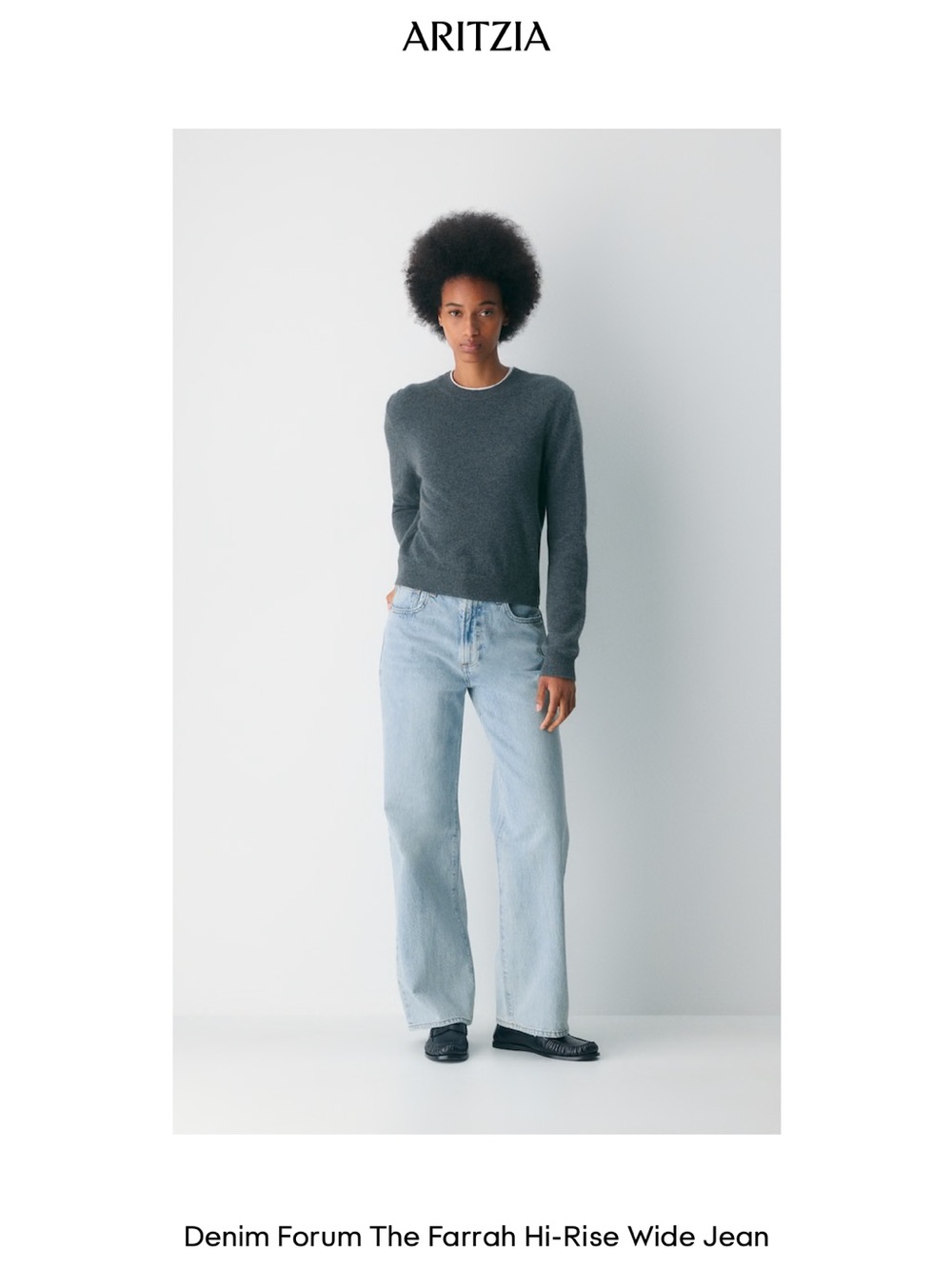 Aritzia Denim Forum Farrah Hi-Rise Wide Jeans in 15 Years Barely There Bleu